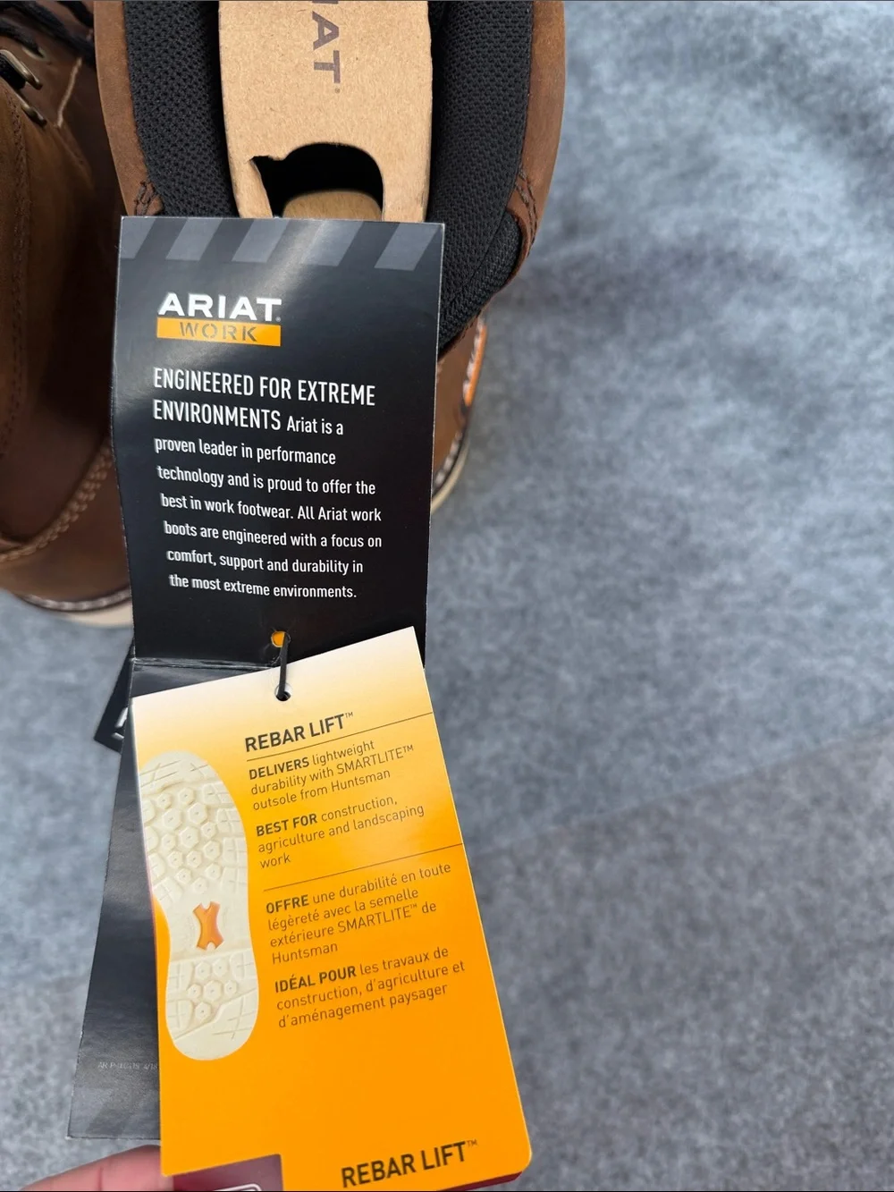 Ariat Work Rebar Lift dry shield slip resistant   Leather Lace-Up Work Boots NWT